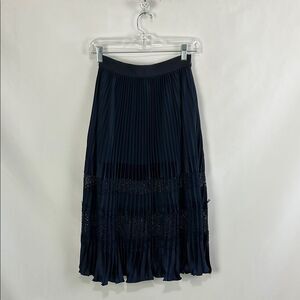 NWT Edward Anchour Navy Pleated With Lace Skirt